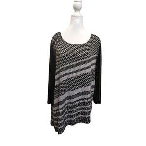 Chicos travelers long sleeve abstract asymmetrical chevron tunic soft stretch 3